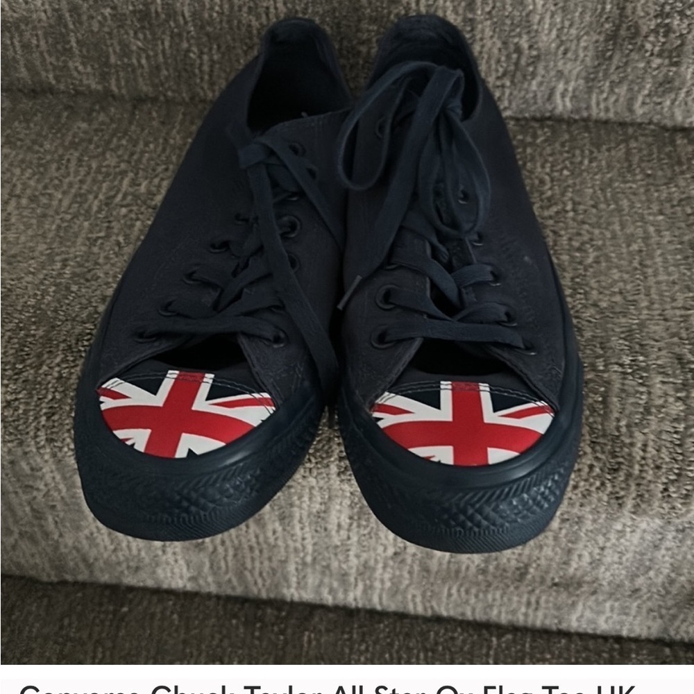 RARE-Converse ChuckTaylor AllStar OX Flag Toe UKπ¬π§ Core- Punk- EUC 8.5-blue-red - Picture 11 of 16